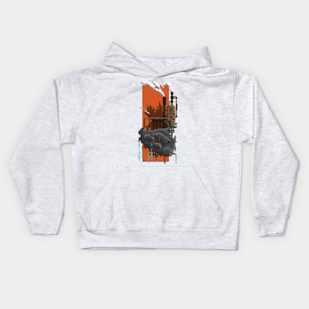 Pixel Landscape : Steam Factory Kids Hoodie by Draad